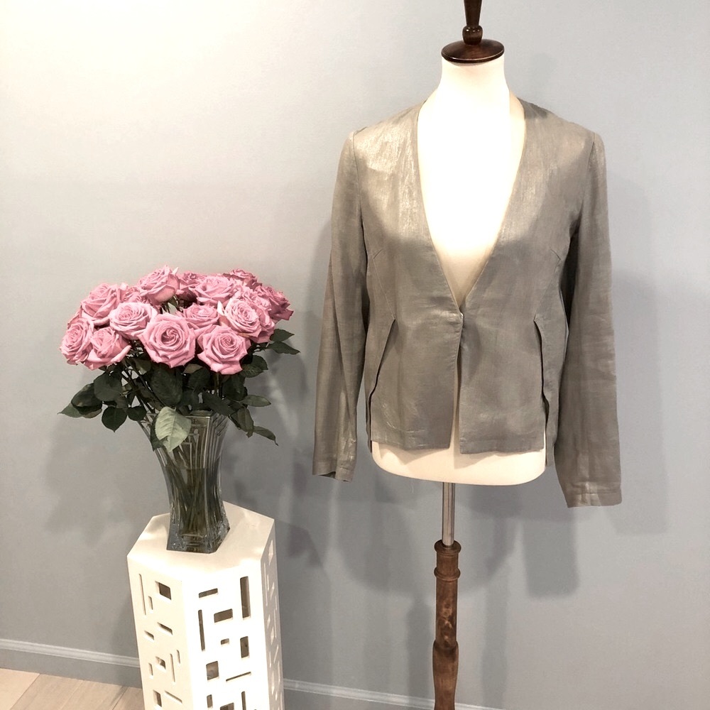 Elie Tahari metallic linen summer blazer